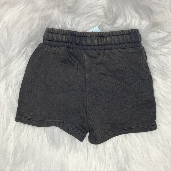 3/$12 Charcoal Grey Acid Washed Cloth Shorts with Drawstring - Picture 2 of 3